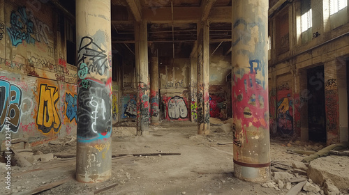Wallpaper Mural Abandoned industrial building with graffiti art. Torontodigital.ca