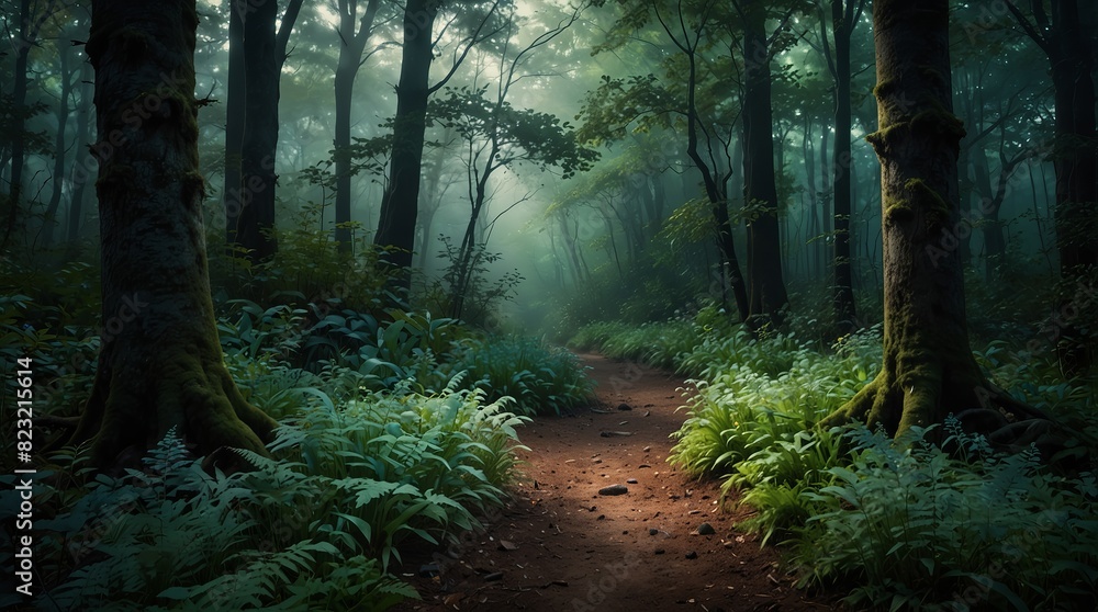 Obraz premium Fantasy Forest with sunlight ai generated