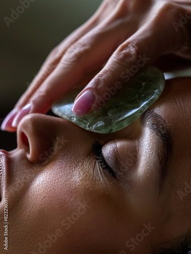 woman face gua sha massage