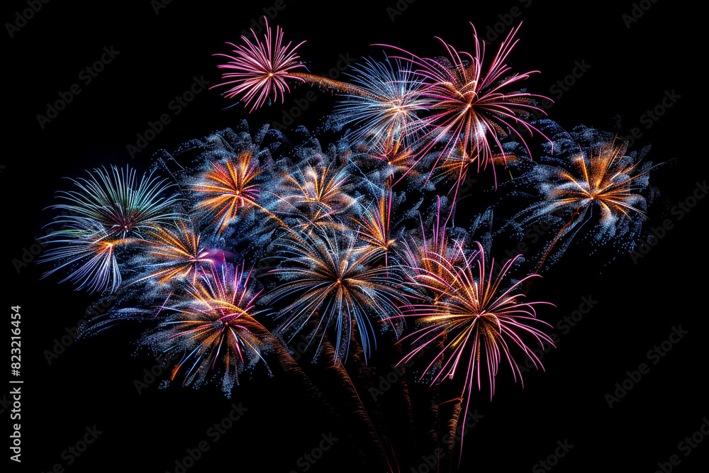 Vibrant Fireworks Display Lighting Up the Night Sky 