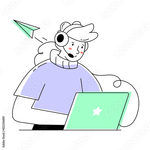 Get this doodle mini illustration of customer support 