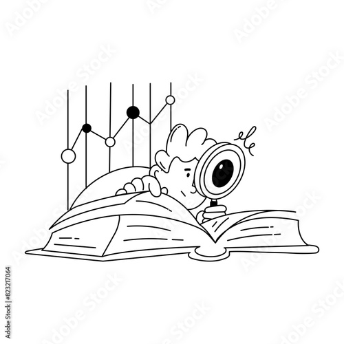 Ready to use doodle mini illustration of project research 