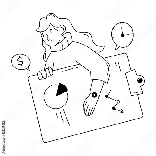 Get this doodle mini illustration of project report 