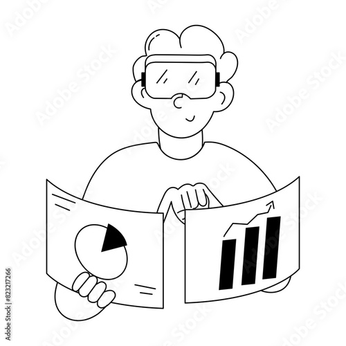 Scalable doodle mini illustration of vr business 