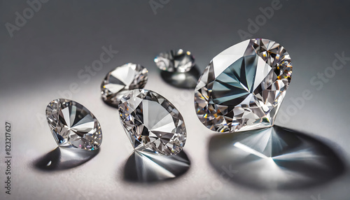 Group of Diamonds on Table. Generative AI