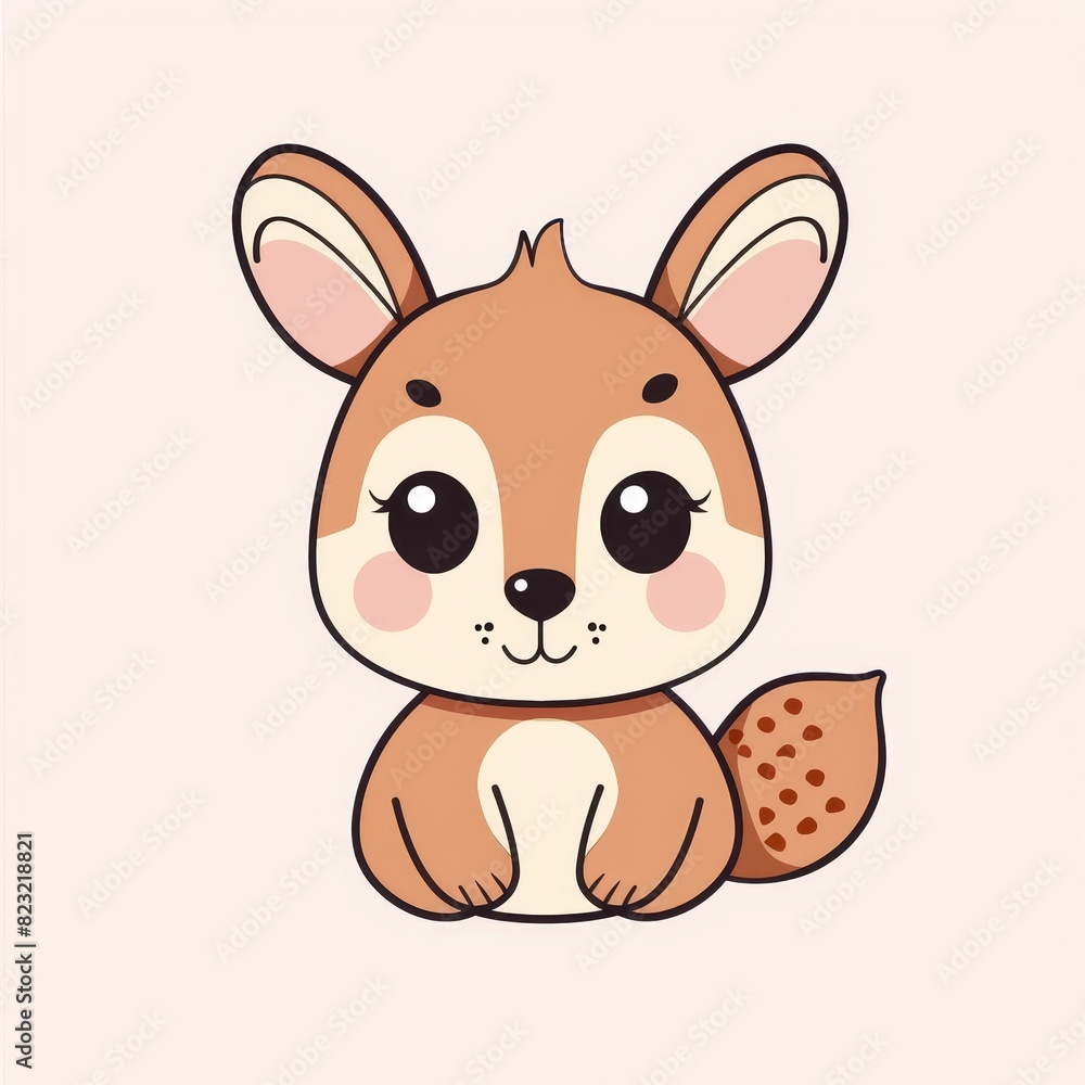 Cute cartoon chipmunk with big eyes and a fluffy tail, blushing and smiling on a light background. Perfect for kids' designs. Cute cartoon chipmunk with big eyes and a fluffy tail, blushing and smiling on a light background. Perfect for kids' designs.