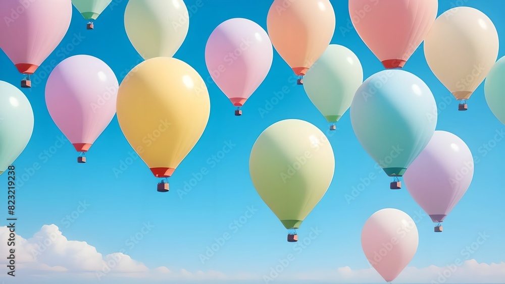 Balloons floating in the air, pastel colors Balloons floating in the air, pastel colors