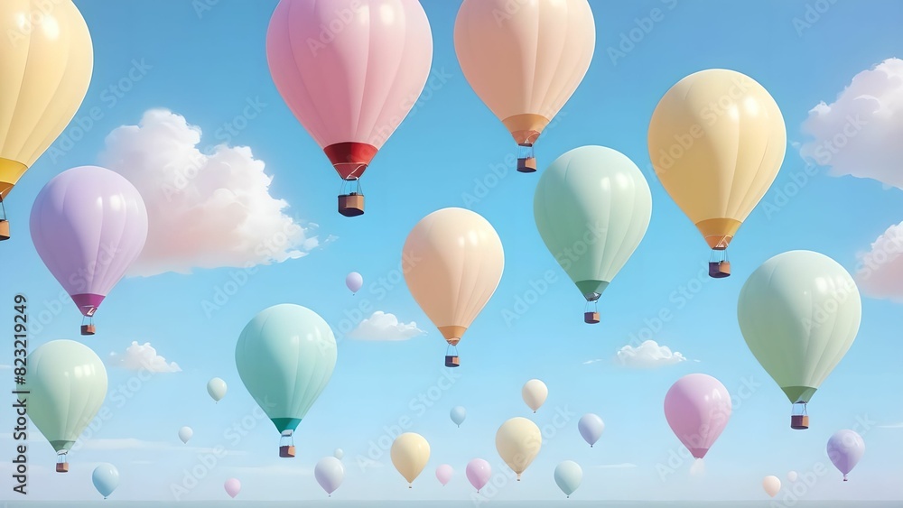 Balloons floating in the air, pastel colors Balloons floating in the air, pastel colors