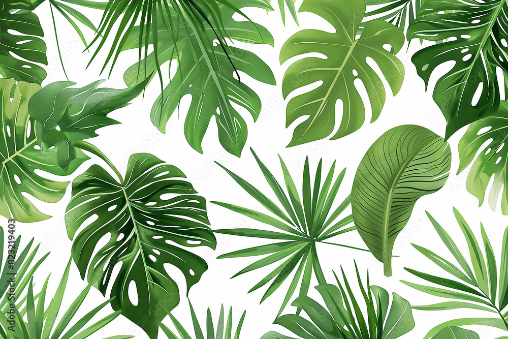 Repeating pattern with fresh green leaves, Repeating green leaf pattern for nature-inspired designs Repeating pattern with fresh green leaves, Repeating green leaf pattern for nature-inspired designs