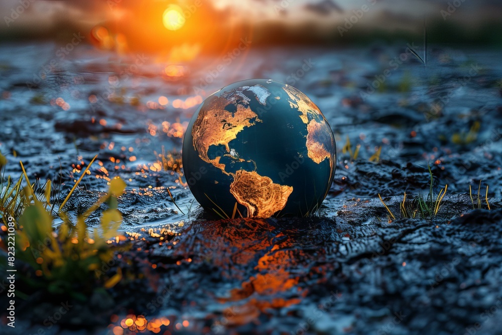 Globe field countryside grass small earth planet nature environment Globe field countryside grass small earth planet nature environment