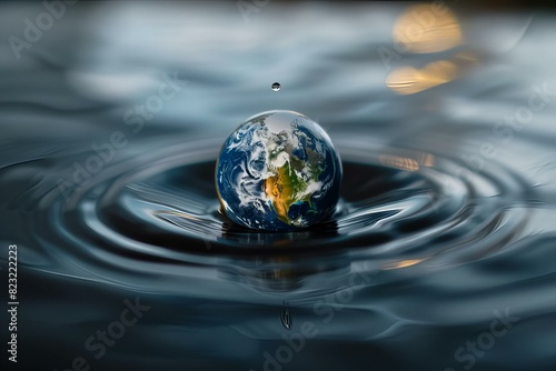 Globe floating in water photo