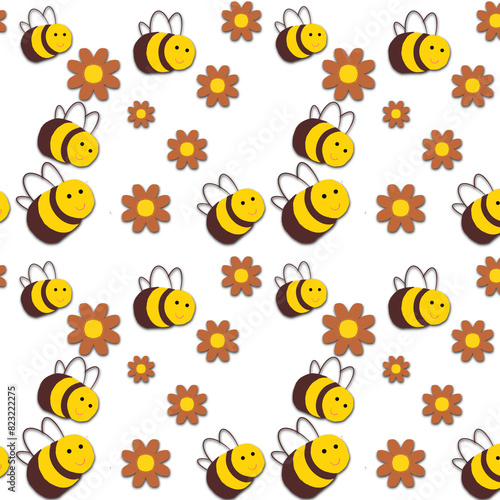 Seamless pattern floral and bee design wallpaper 