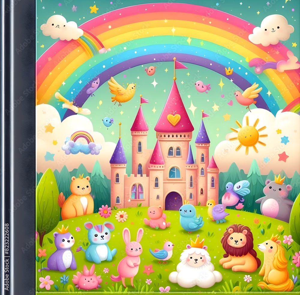 Naklejka premium Colorful book cover design of little children.