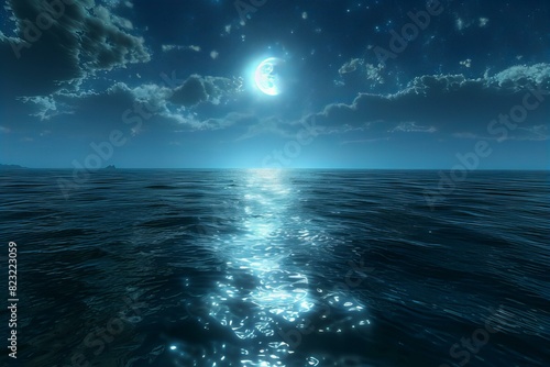 Moon reflecting on vast ocean water © Sandu