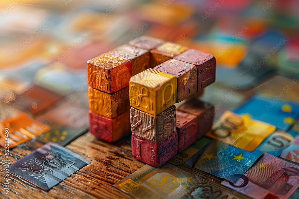 Different colored wooden blocks on table Different colored wooden blocks on table