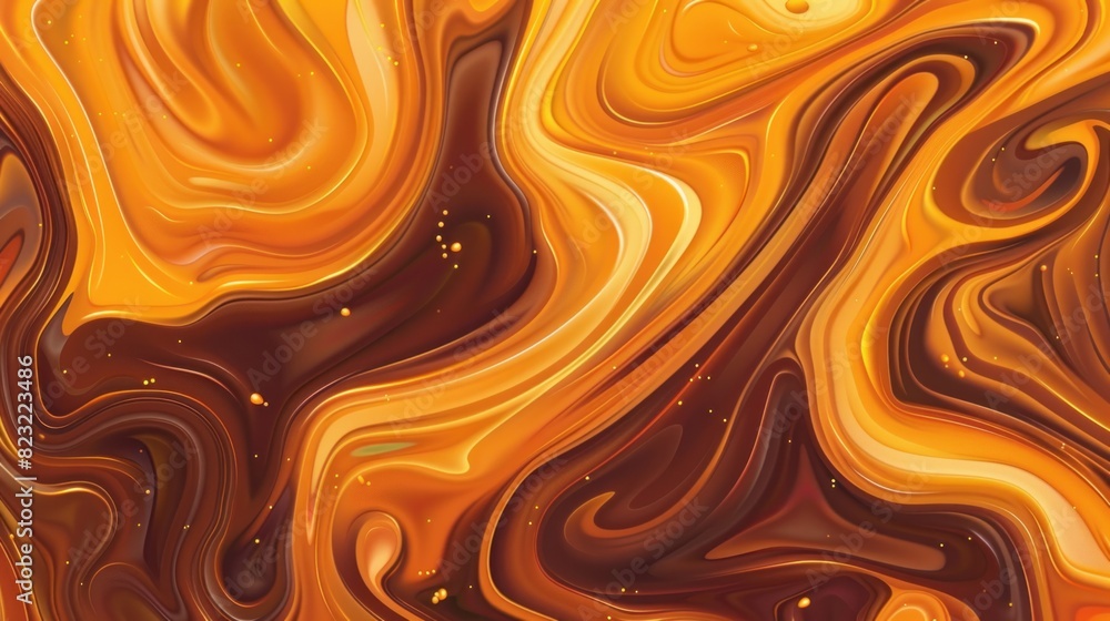 A vector design featuring a seamless pattern of swirling, wavy melted salted caramel, ideal for backgrounds and textiles.