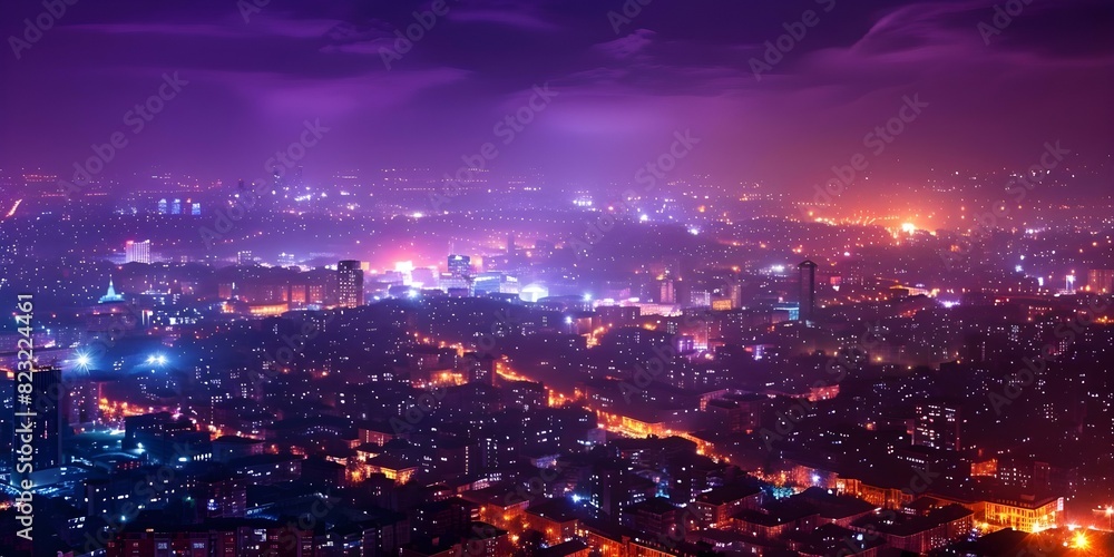 Aerial view of cityscape at night with colorful lights from buildings. Concept Cityscape Photography, Night Photography, Aerial Shots, Urban Landscapes, Colorful Lights Aerial view of cityscape at night with colorful lights from buildings. Concept Cityscape Photography, Night Photography, Aerial Shots, Urban Landscapes, Colorful Lights