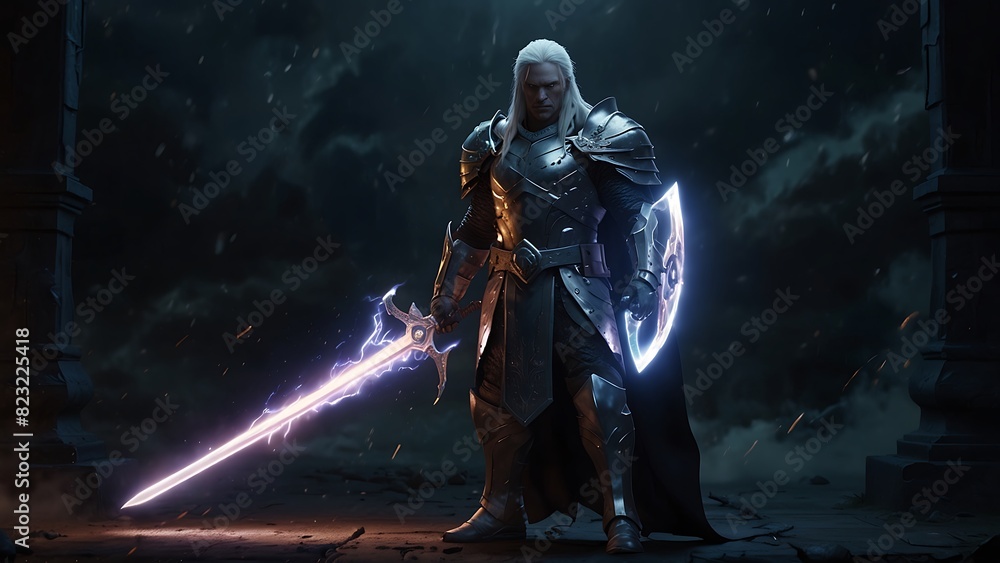 Fototapeta premium Lightning Power Sword Fantasy sword concept