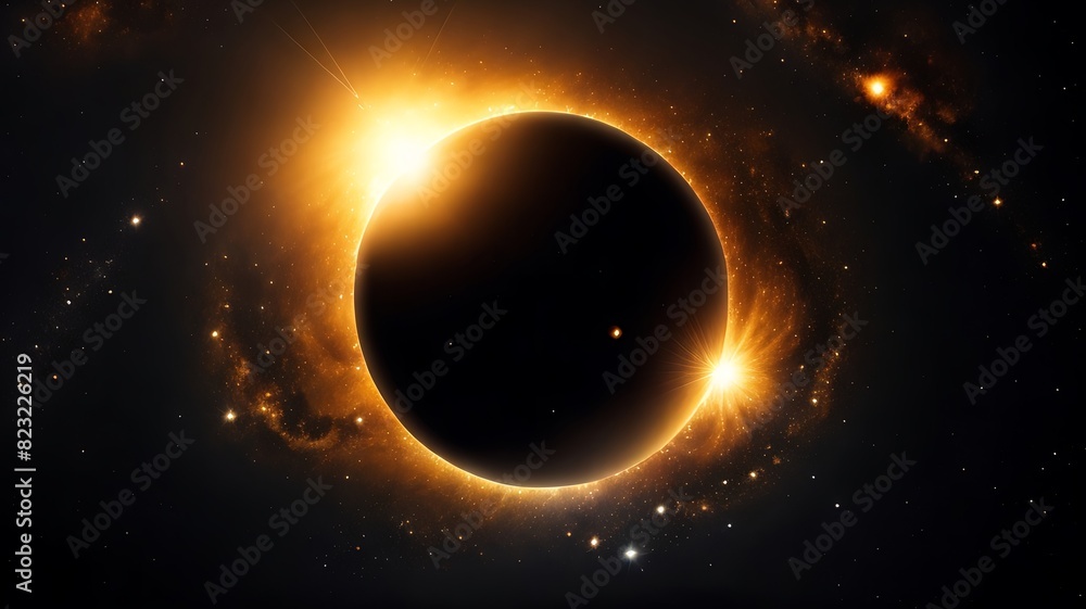 Abstract background of yellow star field with solar eclipse. Abstract background of yellow star field with solar eclipse.