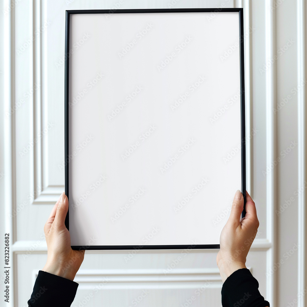 Large portrait digital frame held in hands, sophisticated home decor. Large portrait digital frame held in hands, sophisticated home decor.