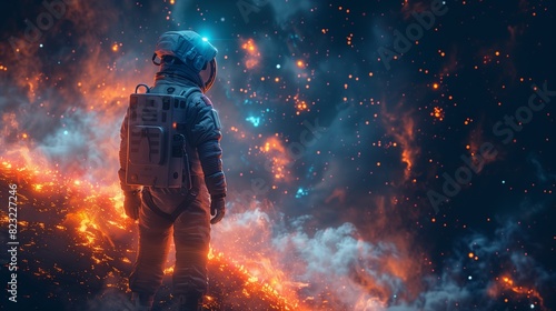 AI generated illustration of an astronaut in a space suit in the outer space photo