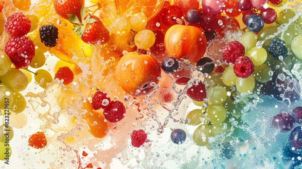 A close-up image of vibrant berries and cherries with water droplets, featuring a colorful and refreshing background. A close-up image of vibrant berries and cherries with water droplets, featuring a colorful and refreshing background.
