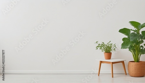 White wall background with natural lighting and minimalist style, with empty space,