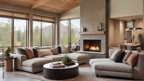 Wallpaper Mural a spacious living area featuring a fireplace Torontodigital.ca