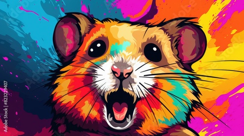 cute funny hamster colorful illustration