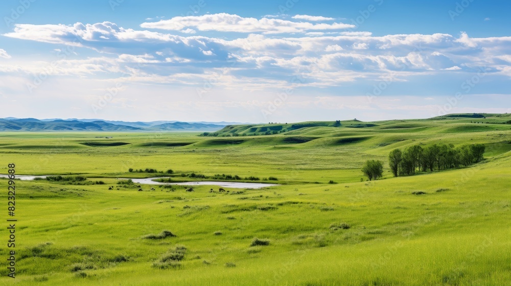 Vast prairie landscape backdrop.