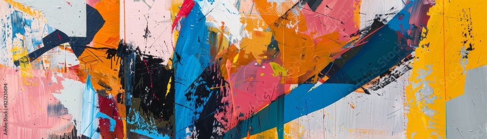 Fototapeta premium Abstract Chaos: Fragmented Shapes with Bold Color Contrasts