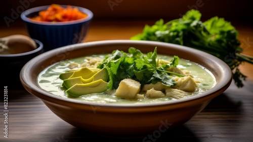 Aroma-filled bowl of Colombian ajiaco photo