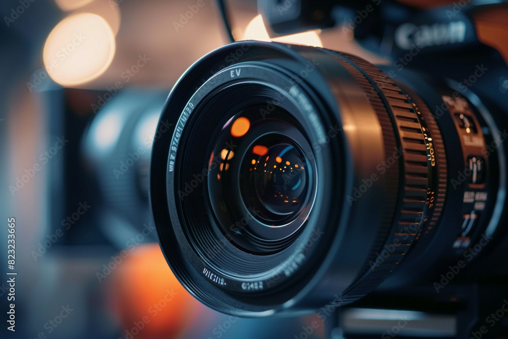 Video camera lens close up 21 to 9 aspect ratio 