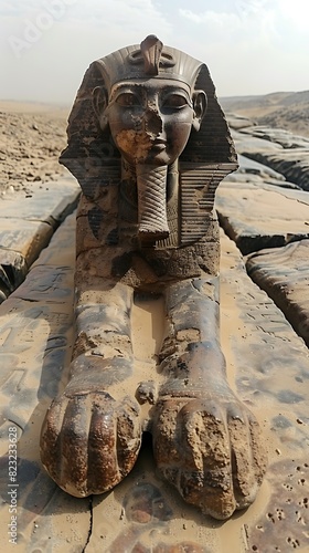 Great Sphinx's Architectural Marvel French Archeologists Examine Egypt's Monumental Sculpture Analyzing Construction Techniques Cultural Significance Offering Insights into Ancient Egyptian Artistry E photo
