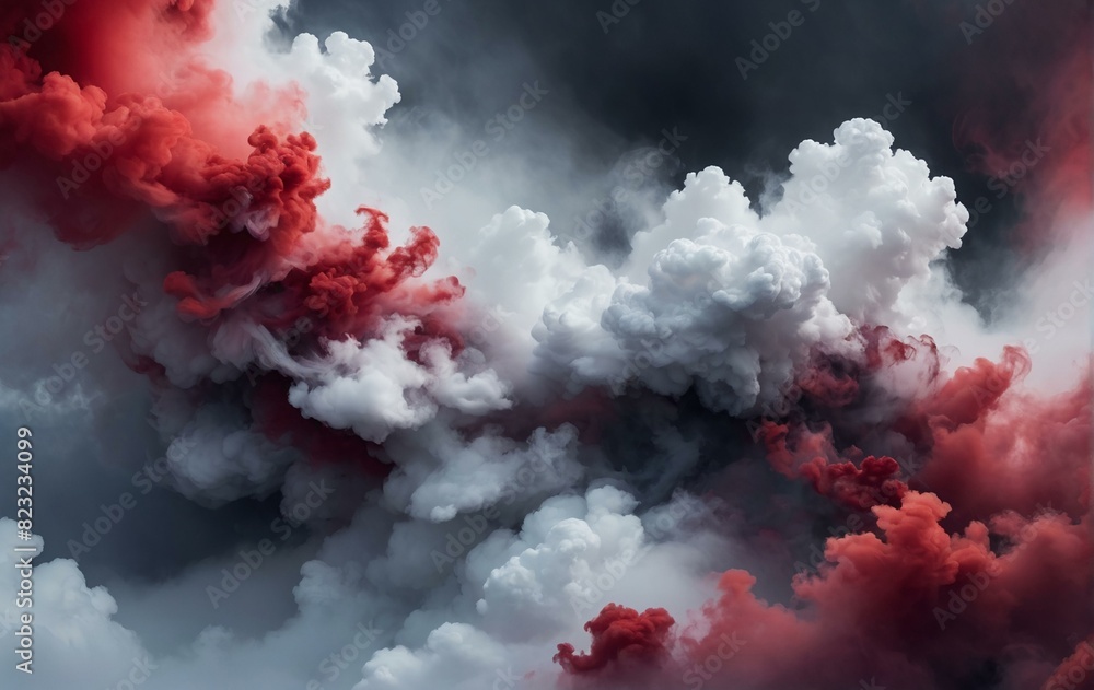 The smoke background features a stunning mix of red and white, creating an ethereal and calming effect. The smoke background features a stunning mix of red and white, creating an ethereal and calming effect.