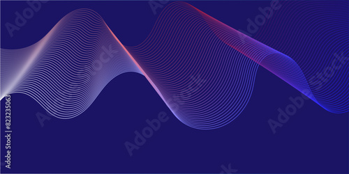 Vector abstract blue digital blend wave lines technology background. Modern minimal gradient white flowing wave lines and glowing moving lines. Futuristic technology and sound wave lines background.