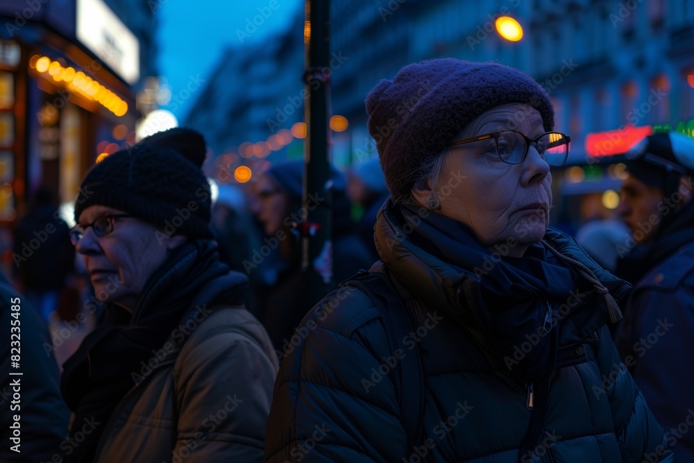 Unidentified people on the street of Berlin at night. Unidentified people on the street of Berlin at night.