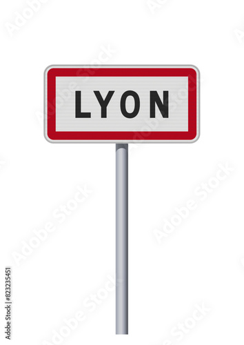 Panneau d'entrée de la ville de Lyon (Rhône) en vectoriel