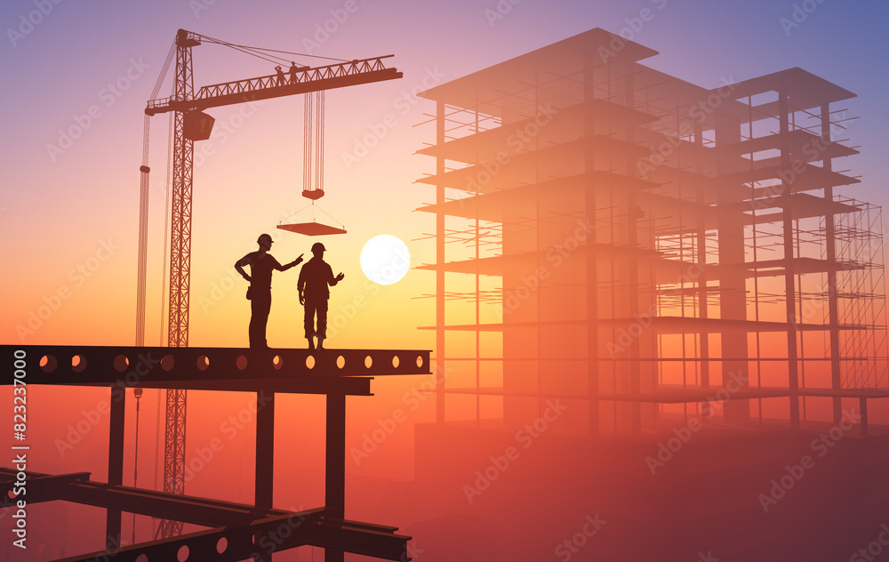Fotografie Silhouette of the workers