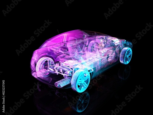 Transparent model cars.