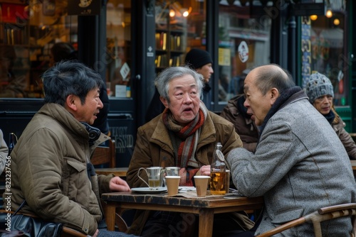 Unidentified Japanese people at a street cafe in Tokyo. Tokyo is the capital of Japan and the most populous metropolitan area in the world