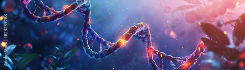Biotechnology DNA helix flat design front view genetic research theme animation vivid photo