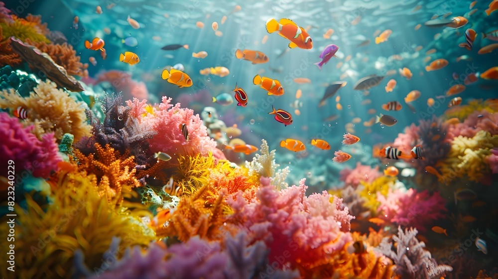 Fototapeta premium Vibrant Underwater Oasis Exploring the Diverse Marine Ecosystem