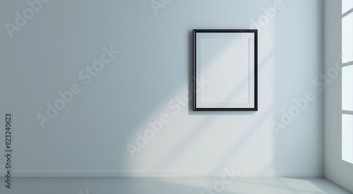  empty black frame hanging on white wall