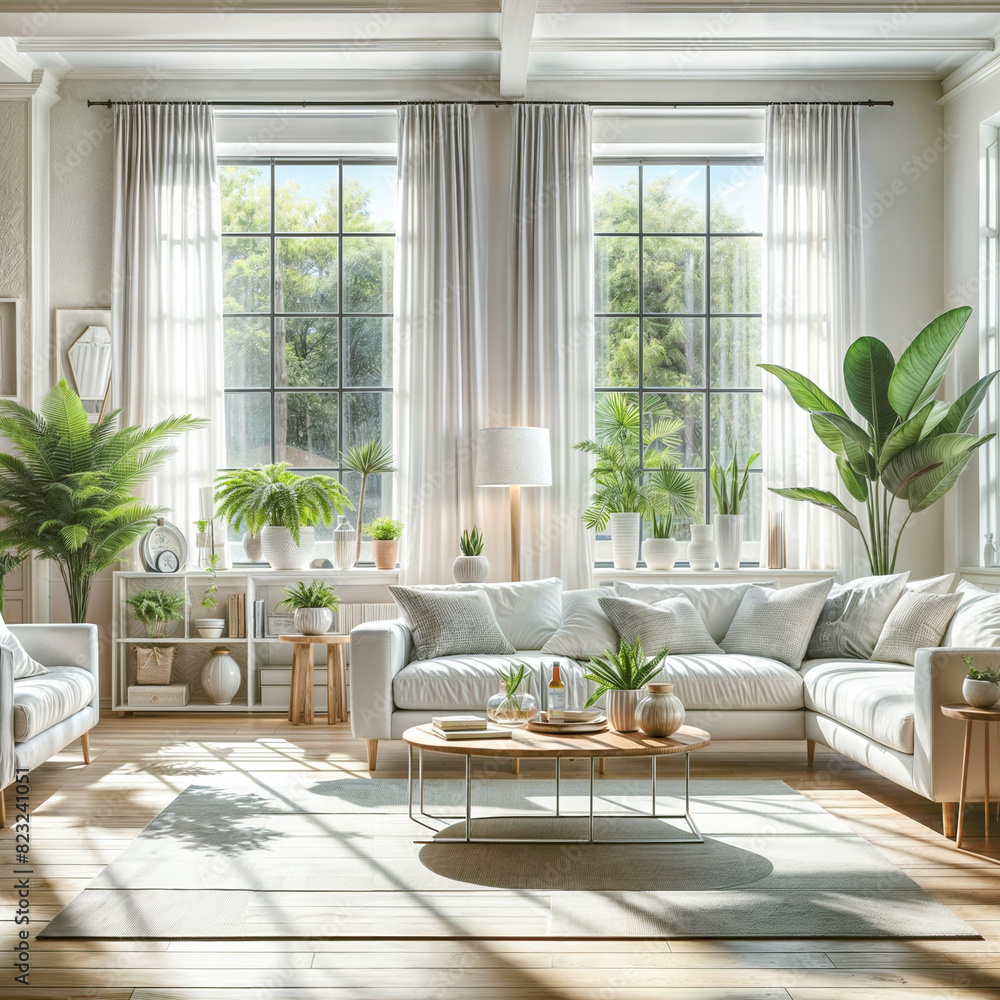 White interior modern living room