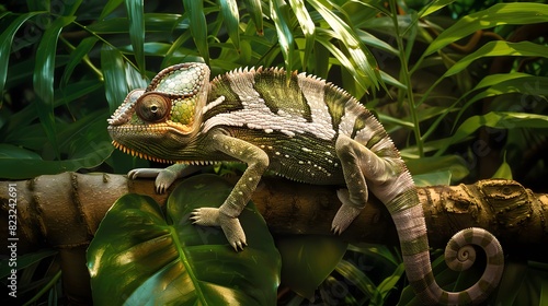 green lizard on a branch