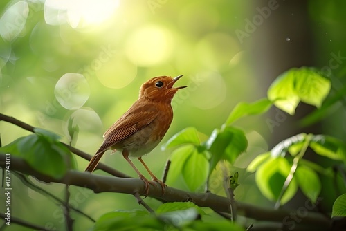 Describe the interactions and communication through songs of nightingales in the forest.