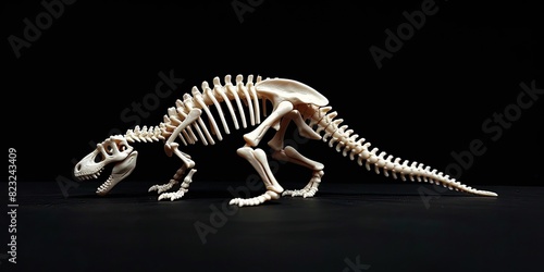 Dinosaur Skeleton on Black Background