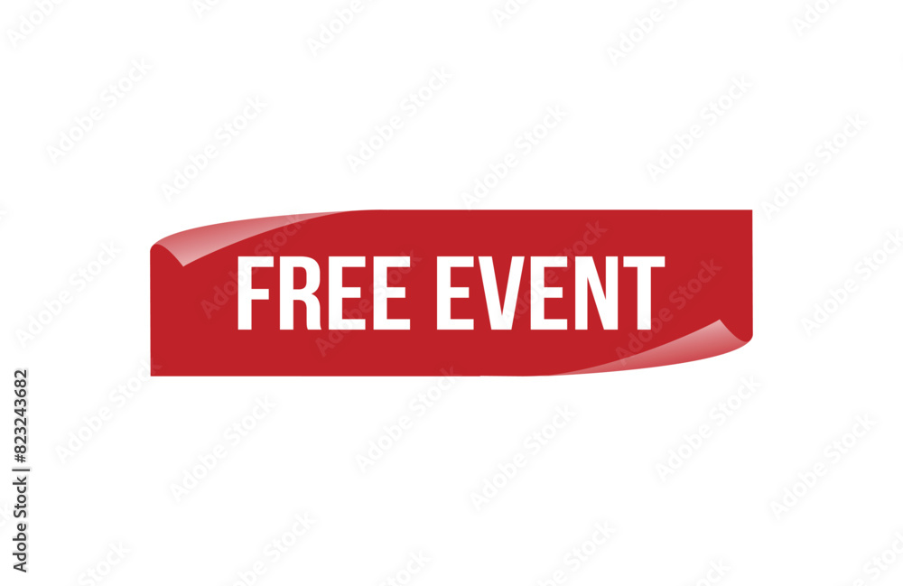 Red banner free event on white background. Red banner free event on white background.