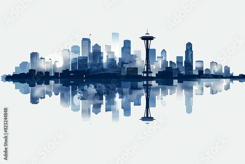 Seattle city skyline with reflection